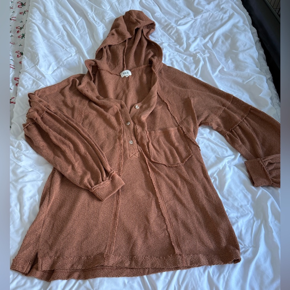 BKE Tan Textured Knit Top